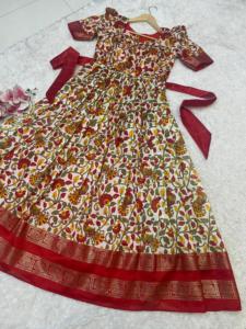 VESTIDO DE COLECCIÓN DE VESTIDO DE BODA PRESENTE TELA ESTAMPADA DE SEDA DOLA PESADA SUAVE CON INTERIOR COMPLETO - Product Image 2