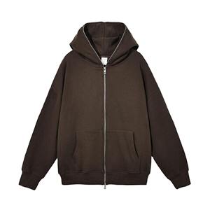 Sweat-shirt à capuche unisexe avec fermeture éclair intégrale, broderie usée personnalisée américaine, fermeture éclair unie, cordon de serrage, sweat-shirt en coton pour hommes - Product Image 1