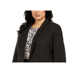 Blazer de Mujer Calvin Klein Parker Twill, Negro, Estampado Sólido, Talla 16, Cierre de un Botón, Tejido de Pana de Lana - Product Image 2