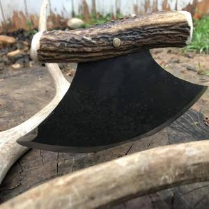 Couteau de cuisine Ulu fait à la main en acier Damas / Couteau de cuisine Ulu en acier carbone fait à la main - Product Image 4