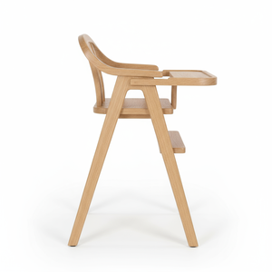 Chaise haute pour bébé en teck premium, avec bac à nourriture, 3 en 1, réglable, avec ceinture de sécurité - Product Image 2