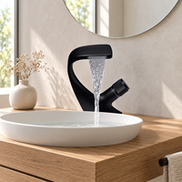 Robinet de lavabo haut de gamme WYRAX en acier inoxydable 304 brossé, moderne et contemporain, à montage sur comptoir, monotrou, avec mitigeur à poignée unique et aérateur en céramique