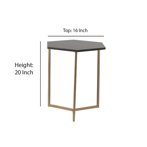 Hexa Shape Marble Iron Made With 3 Legs Center <b>Table</b> Home Office 16 X 16 X 20 Inches Black <b>Gold</b> 11 Original Indian Manufacture - Product Image 5