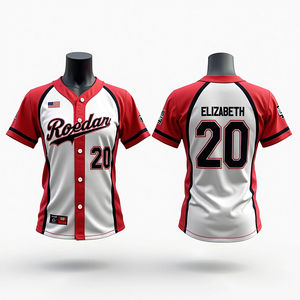 Uniforme de equipo de béisbol de poliéster de malla transpirable con estampado digital totalmente personalizado - Product Image 6