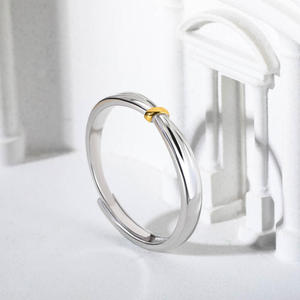 Bague pour femme Jeulia Lover Knot bicolore réglable en argent sterling - Product Image 5