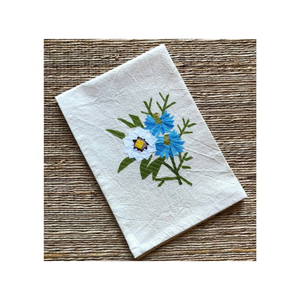 Paño de Cocina de Algodón Orgánico con Estampado de Flores Blancas y Azules, 40x60 cm, Certificado GOTS, Suave, Absorbente, de Secado Rápido y Transpirable - Product Image 1