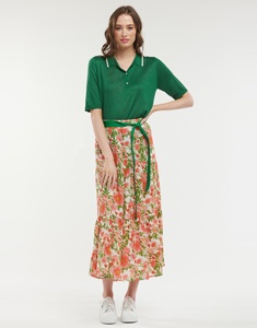 Faldas Midi Transpirables con Corte en A hasta el Tobillo para Mujeres y Niñas, Estampado Floral Informal, Cintura Elástica con Cinturón, Ecológicas 100% - Product Image 6