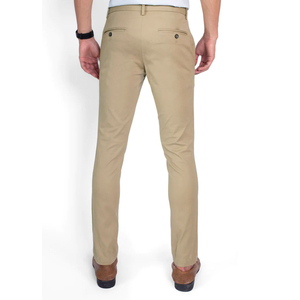 Pantalon chino pour homme en coton stretch, coupe classique, teint en pièce, écologique, petit MOQ, bouton, fermeture éclair, devant plat, été - Product Image 4