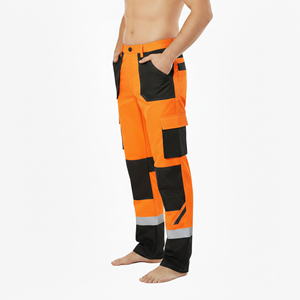 Pantalon de travail unisexe en coton léger, sécurité ANSI classe 2, imperméable, avec LED, haute visibilité, logo personnalisé, multi-poches - Product Image 2