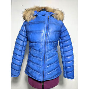 High Quality Custom OEM <b>Women's</b> <b>Lightweight</b> Full-Zip Water-Resistant Packable Leather Puffer <b>Jacket</b> Long-Sleeve Hooded Autumn - Product Image 1