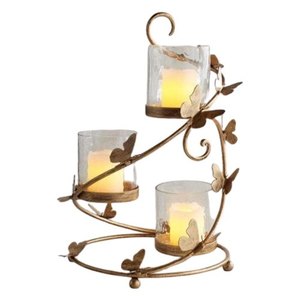 Bougeoir votif personnalisé pour décoration de salon, bougeoir décoratif en métal avec verre - Product Image 1