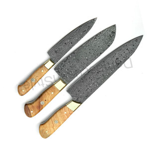 Ensemble de couteaux de chef de cuisine en acier damas goutte de pluie faits à la main de 3 pièces Ensemble de couteaux en acier damas Offre Spéciale de haute qualité - Product Image 3