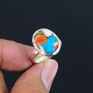 Turquoise Handmade Natural Gemstone <b>Spinner</b> <b>Ring</b> 925 <b>Sterling</b> <b>Silver</b> Solid Jewelry Promise <b>Ring</b> Wedding Gift Fine Sliver Jewelry - Product Image 4