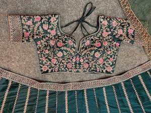 Erstaunliches neues Design dunkelgrün Farbe Braut Lehenga Choli, Hochzeit Lehenga Choli mit Bluse und Duppata in <span class=keywords><strong>M</strong></span> Kreation - Product Image 2