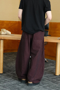 Nouveau pantalon en nylon froissé 2026 avec ceinture élastique, ceinture réglable, fermeture éclair et bouton, poches, jambe large, couleur noire - Product Image 6