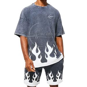 Camiseta de manga corta para hombre, camiseta de lavado ácido al por mayor, camiseta de lavado ácido OEM con logotipo personalizado de talla grande, Camiseta de algodón con lavado ácido - Product Image 1