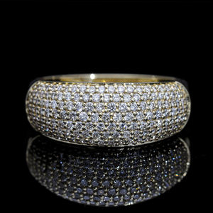 Glamorous Anillo de cúpula de diamante natural de oro de 14 quilates Elegancia radiante audaz con acabado de alto pulido de superficie de pavé completo - Product Image 2