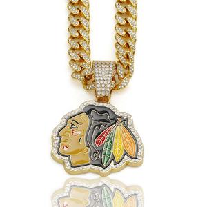 Colgante de Moissanita de Alta Calidad Chapado en Oro y Plata de los Chicago Blackhawks de la NHL, Estilo Hip Hop, Accesorio para Fanáticos del Hockey sobre Hielo, Campeones - Product Image 1