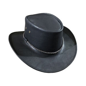 Chapeau de cowboy noir avec bande ronde en cordon, chapeau occidental en cuir synthétique, couvre-chef durable, vente en gros, mode de plein air, chapeau de cowboy - Product Image 3