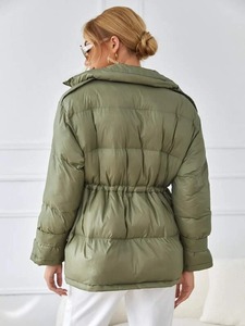 Women's Fashionable <b>Winter</b> Warm <b>Thick</b> Puffer Jacket Long Sleeves Full Zipper Breathable Woven <b>Coat</b> Solid Pattern Windproof - Product Image 2