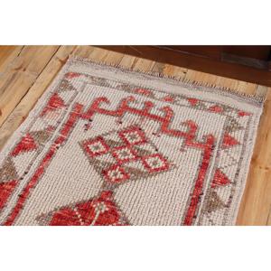 Turkish <b>Runner</b> Rug, 2.8x11.5 ft Vintage Rug, <b>Red</b> Herki Wool Rug - Product Image 5