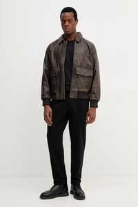 Chaqueta de cuero genuino para hombre de la mejor calidad, soporte frontal para otoño e invierno, estilo callejero, teñido liso, diseño personalizado, moda ajustada - Product Image 2