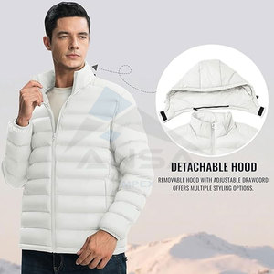 Usine directe hommes isolé doudoune capuche détachable tissu léger résistant à l'eau ourlet réglable cordons de serrage - Product Image 5