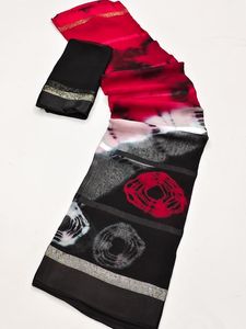 Belle Dhwaja Export Satin Patti Sari pour femme avec tissu doux et riche visqueux vêtements indiens et pakistanais - Product Image 3