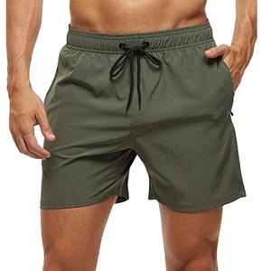 Pantalones cortos de playa informales de estilo sólido para hombre, bañadores de secado rápido con cierre elástico y bolsillos con cremallera, ropa de playa a la moda - Product Image 4