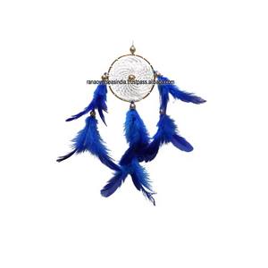 Attrape-rêves suspendu décoratif de mur de salon de haute qualité avec des perles et des plumes en deux couleurs - Product Image 3