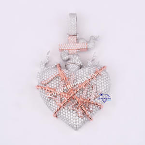 Diseño personalizado de moda Dos tonos 14Kt Oro Lab Grown Diamond Iced Out Hip Hop Colgante lujoso para hombres Ropa de fiesta - Product Image 1