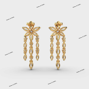 Pendientes Largos de Plata con Diseño Floral, Marquise y Diamantes Moissanite, Brillantes y Lujosos, para Mujer, Regalo para Fiesta - Product Image 4