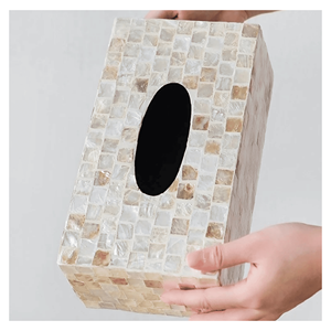 Boîte à mouchoirs en bois nacre, support à mouchoirs en bois avec incrustation de coquillages pour un style intérieur luxueux, origine Vietnam - Product Image 3