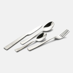 Juego de cubiertos con acabado plateado con asas de diseñador, cubiertos Premium para mesa de comedor, hogar, cocina o eventos especiales - Product Image 1