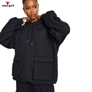 Sweat à capuche surdimensionné pour femme, col à capuche avec logo imprimé en coton uni et grandes poches pour la saison d'hiver, nouvelle collection, fabriqué au Pakistan - Product Image 3