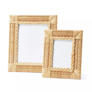 Artisanal Rattan Photo <b>Frame</b> Woven <b>Picture</b> <b>Frame</b> For Tabletop Display Ideal For <b>Wedding</b> Family Memories Or Cozy Home Decoration - Product Image 3