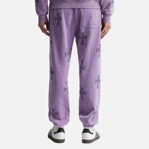 กางเกงวิ่งขายาวผ้าคอตตอนสี100% สำหรับผู้ชายเสื้อแนวสตรีทผ้าวอดระยิบระยับมีเพชรเทียมออกแบบได้ตามต้องการ - Product Image 2