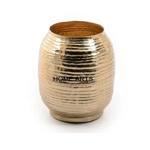 Fournisseur de gros Vase à fleurs Vase couleur or martelé en aluminium Vase à fleurs de forme ronde au design classique - Product Image 2