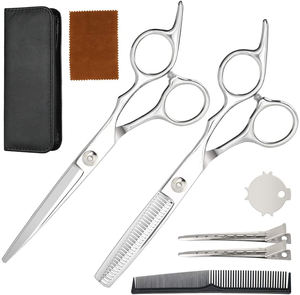 ชุดเครื่องมือช่างตัดผมแบบมืออาชีพกรรไกรแบบแบนสำหรับร้านทำผมทำจากทองคำขาว - Product Image 1