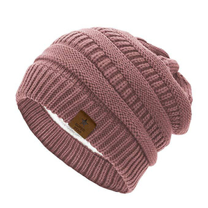 En gros femmes hiver chaud tricoté crâne Slouchy sans manchette doublé polaire CC Beanie chapeau unisexe respirant boonie Logo personnalisé - Product Image 3