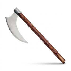 MS Enterprises Industrial Grade High Carbon Steel Flat Backed Double Blade Splitting <b>Axe</b> Handmade Etched Rose Wood <b>Handle</b> OEM - Product Image 2