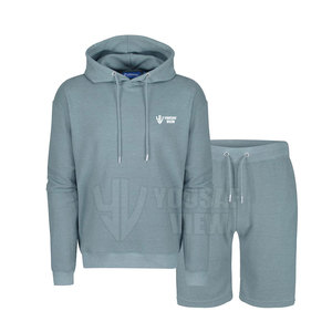 High Quality Cotton Two-Piece Men's Hoodie Short <b>Set</b> Custom Logo Printed Solid Pattern Plus Size Summer Collection Made Pakistan - Product Image 1