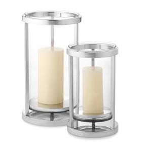 Portavelas de Metal de último estilo para decoración de Navidad, iluminación de mesa de comedor para el hogar, Plata pulida con acabado redondo de vidrio - Product Image 2