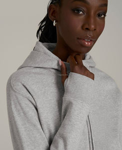 Sweat à capuche court zippé pour femme à épaules tombantes, taille XL, 100 % coton de qualité supérieure, tissu tricoté doux et respirant, hiver - Product Image 4