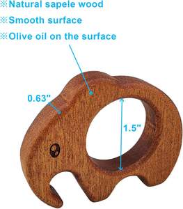 Lot de 6 ronds de serviette en bois faits à la main en forme d'animal mignon pour Noël Thanksgiving et autres fêtes de vacances - Product Image 5