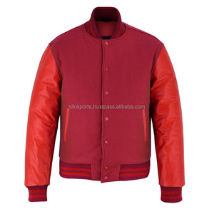 2025 Men's Hot Trending Red Fleece Varsity <b>Jacket</b> With Orange <b>Leather</b> Sleeves High Street Letterman <b>Winter</b> Heated Varsity <b>Jacket</b> - Product Image 1