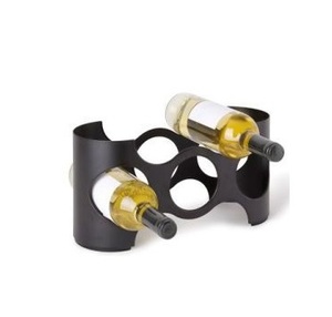 Porte-bouteilles décoratif à 5 bouteilles de vin pour comptoir Support de rangement en métal en acier inoxydable fini noir Présentoir de bar - Product Image 1