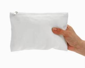 Bolsa de lona de PVC blanca personalizada con patrón de rayas, bolsa de cosméticos impermeable a la moda con cremallera, regalo de papelería para fiesta de maquillaje - Product Image 4