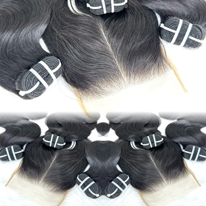 Extensiones de cabello humano virgen con cierre y extensiones de ondas corporales de cabello natural de alta calidad - Product Image 3
