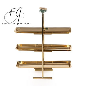 Bandeja de chocolate de metal de fabricante indio para boda, plato de chocolate de diseñador de tres niveles, bandeja de chocolate segura con forma rectangular - Product Image 3